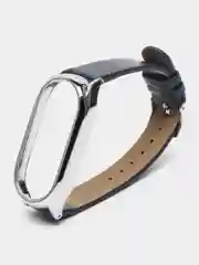 Синий ремешок для Xiaomi Mi Band 8 кожаный фитнес браслет ксяоми ми банд
