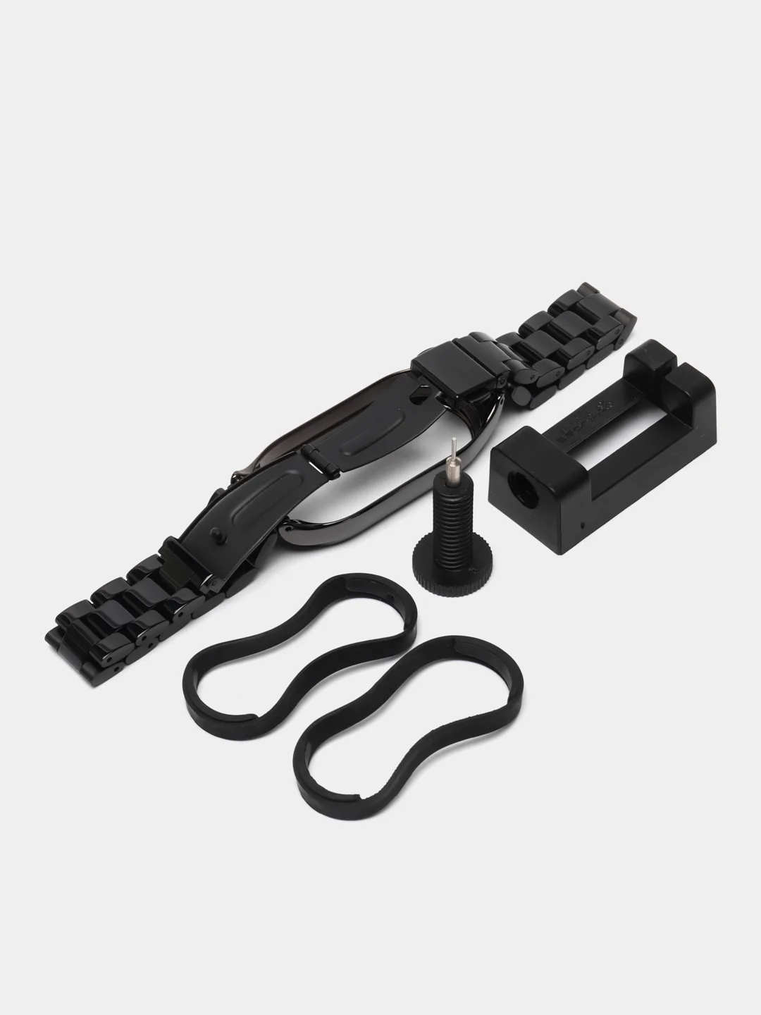 Черный ремешок для Xiaomi Mi Band 8 металлический фитнес браслет