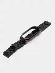 Черный ремешок для Xiaomi Mi Band 8 металлический фитнес браслет