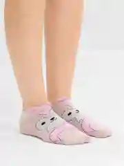 Пудровый носки с ушками, укороченные