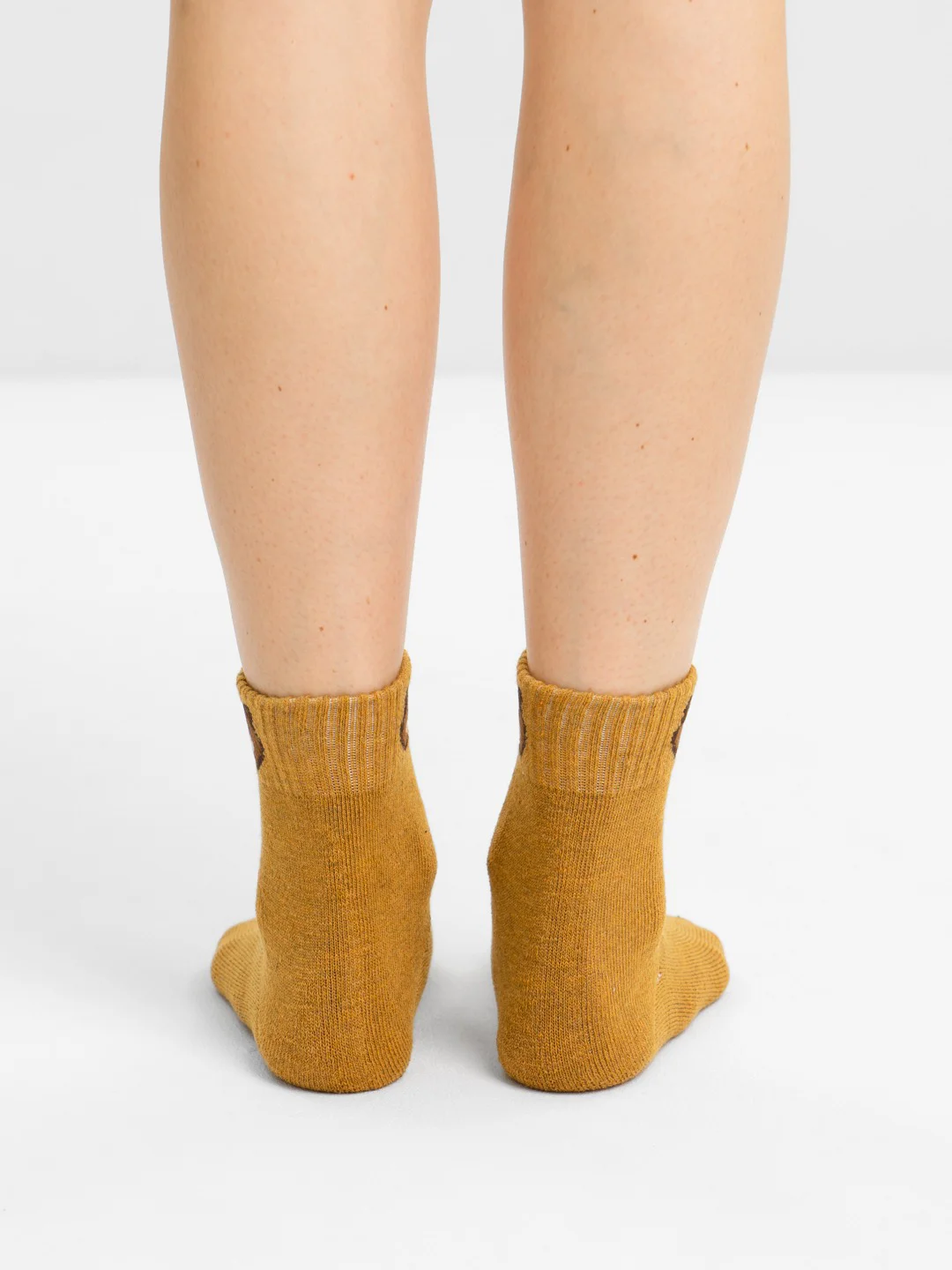 Коричневый носки женские, высокие, тёплые, с вышивкой "медведь" POOPSOCKS