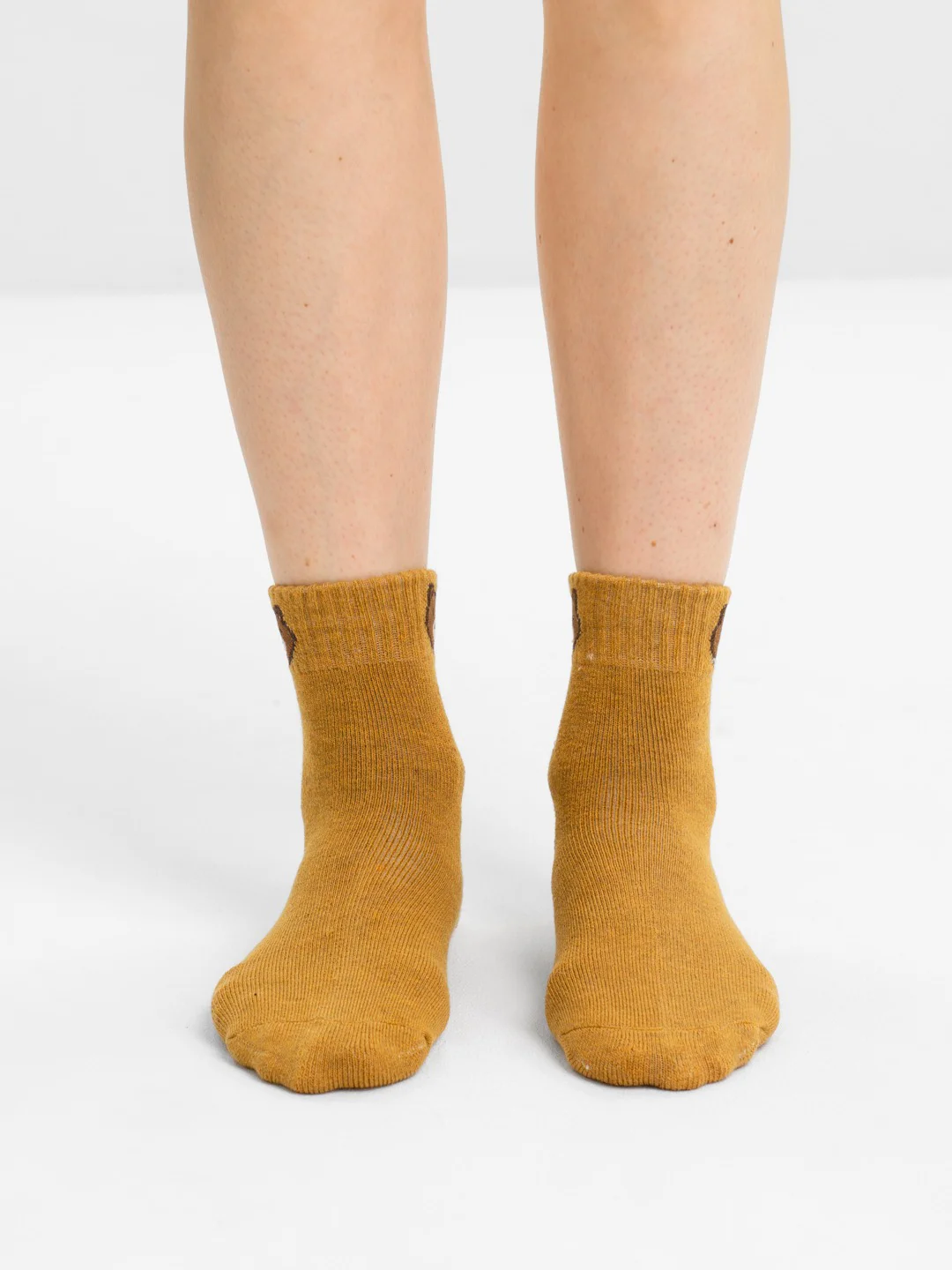 Коричневый носки женские, высокие, тёплые, с вышивкой "медведь" POOPSOCKS