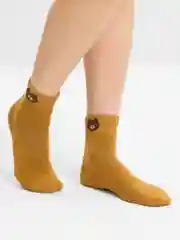 Коричневый носки женские, высокие, тёплые, с вышивкой "медведь" POOPSOCKS