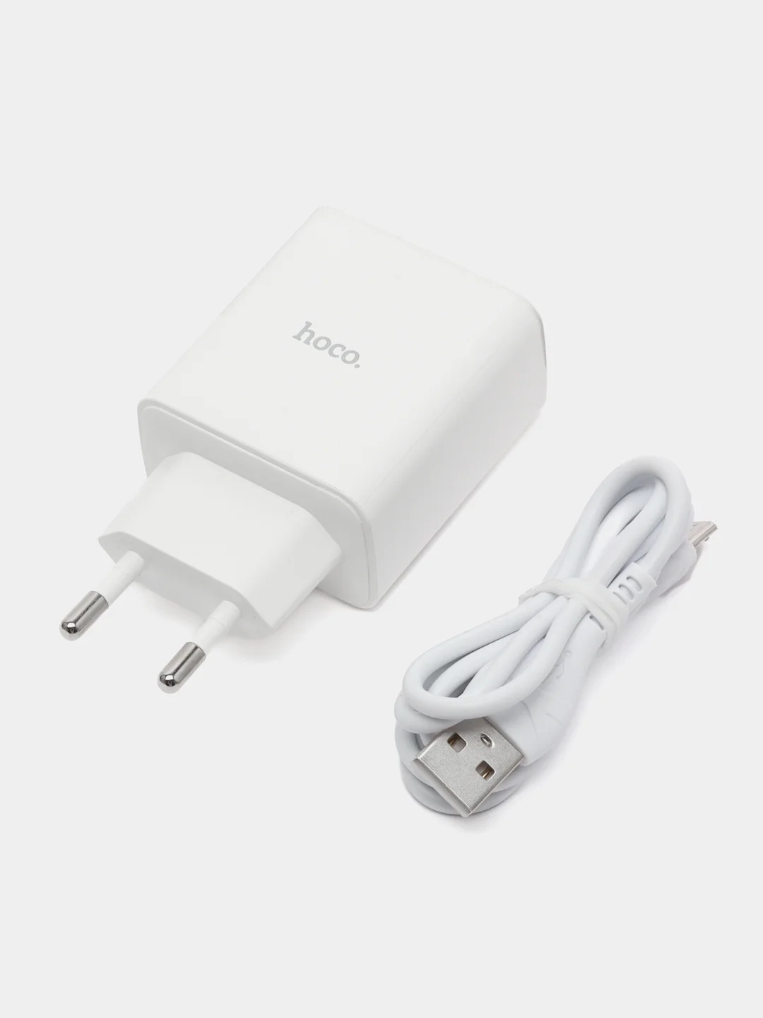 Белый зарядное устройство 4USB Hoco C102A + кабель, 1 м, Micro-USB, 28.5W, быстрая зарядка