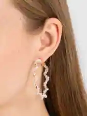 Золотой серьги-кольца, сережки женские, пусеты с жемчугом, серьги круглые
