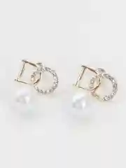 Серьги изящные, с жемчугом, стразами, свадебное, на никах, 925