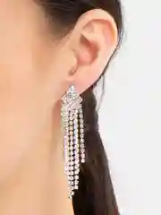 Черный длинные вечерние серьги, со стразами, Louise