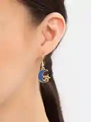 Серьги "Луна и звезда" длинные висячие, свадебные, на никах