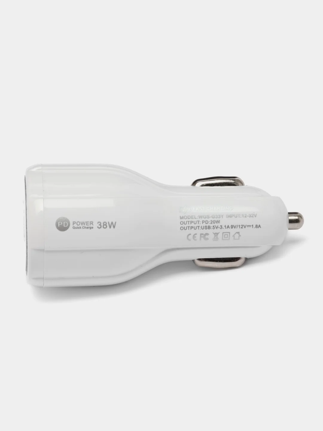Белый автомобильное зарядное устройство Type-C 20W и USB 3.1 A для прикуривателя, АЗУ