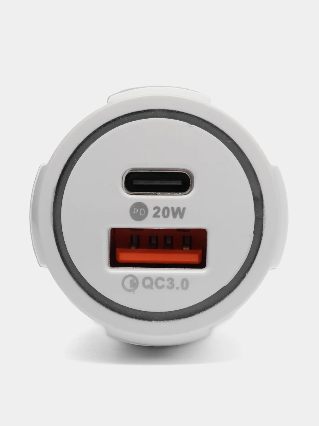 Белый автомобильное зарядное устройство Type-C 20W и USB 3.1 A для прикуривателя, АЗУ