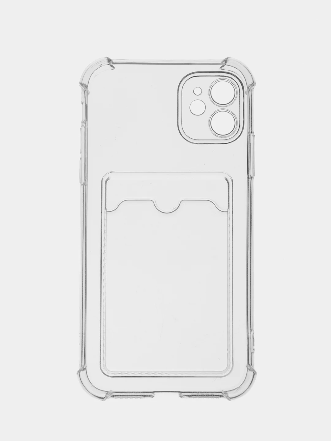Чехол для iPhone 11, 12, 13, 14 Pro Max, XR, 7/8/SE, 6/6S, с карманом для карт, прозрачный