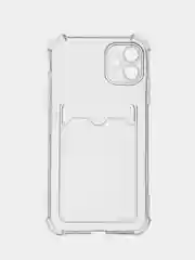 Чехол для iPhone 11, 12, 13, 14 Pro Max, XR, 7/8/SE, 6/6S, с карманом для карт, прозрачный