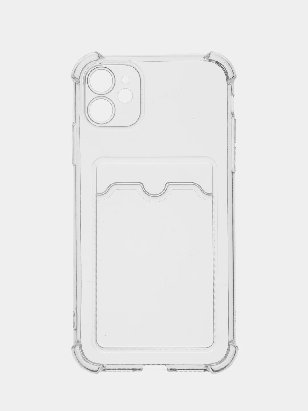 Чехол для iPhone 11, 12, 13, 14 Pro Max, XR, 7/8/SE, 6/6S, с карманом для карт, прозрачный
