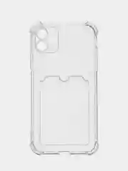 Чехол для iPhone 11, 12, 13, 14 Pro Max, XR, 7/8/SE, 6/6S, с карманом для карт, прозрачный