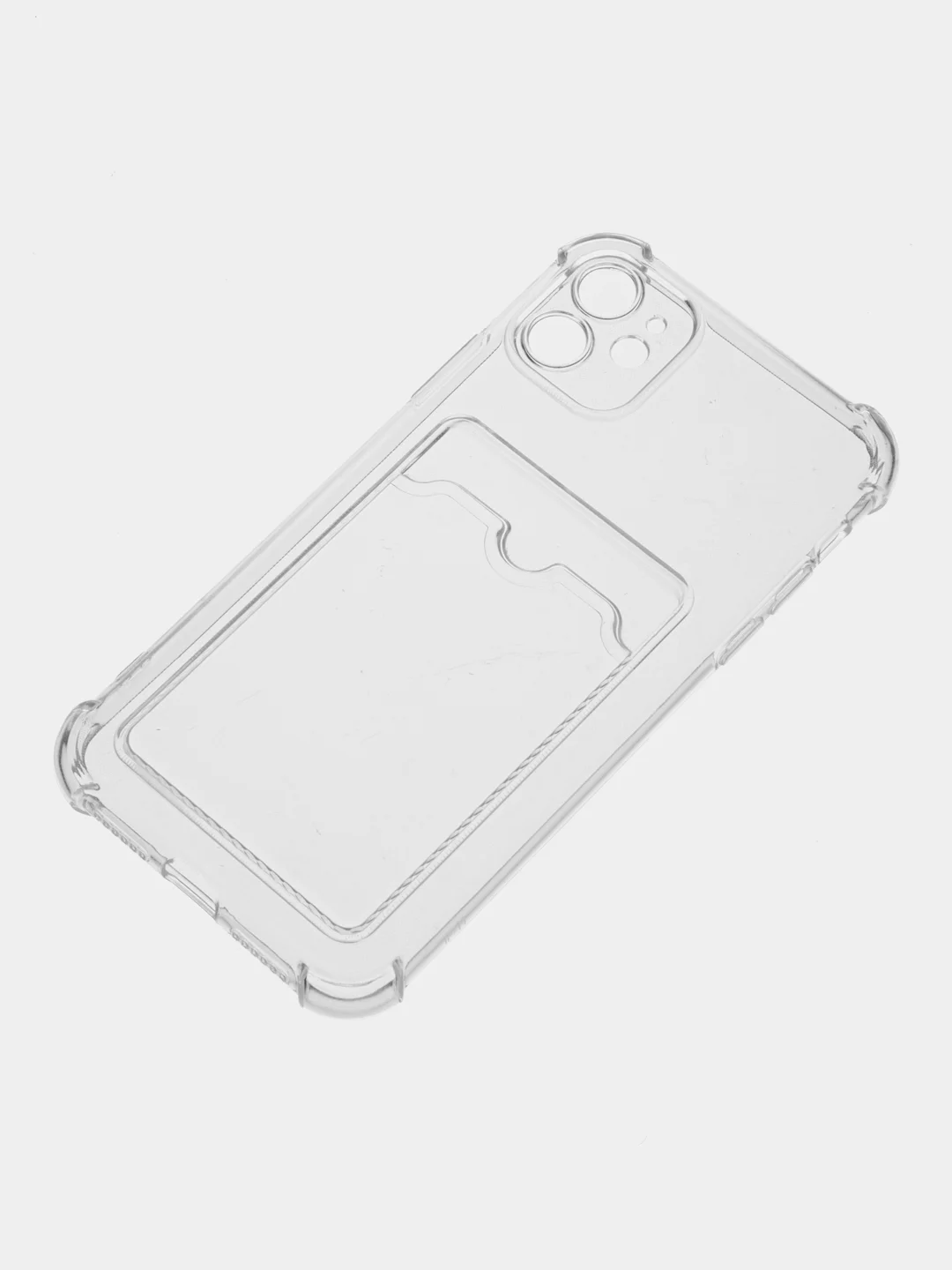 Чехол для iPhone 11, 12, 13, 14 Pro Max, XR, 7/8/SE, 6/6S, с карманом для карт, прозрачный