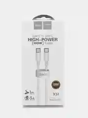 Белый зарядный кабель Hoco X51 мощность до 100W (20V/5A) Type-C/Type-C, 1 м и 2 м (для Андроида)