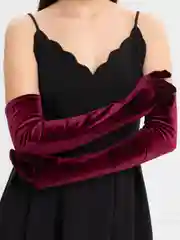 Бордовый перчатки женские длинные / короткие бархатные черные