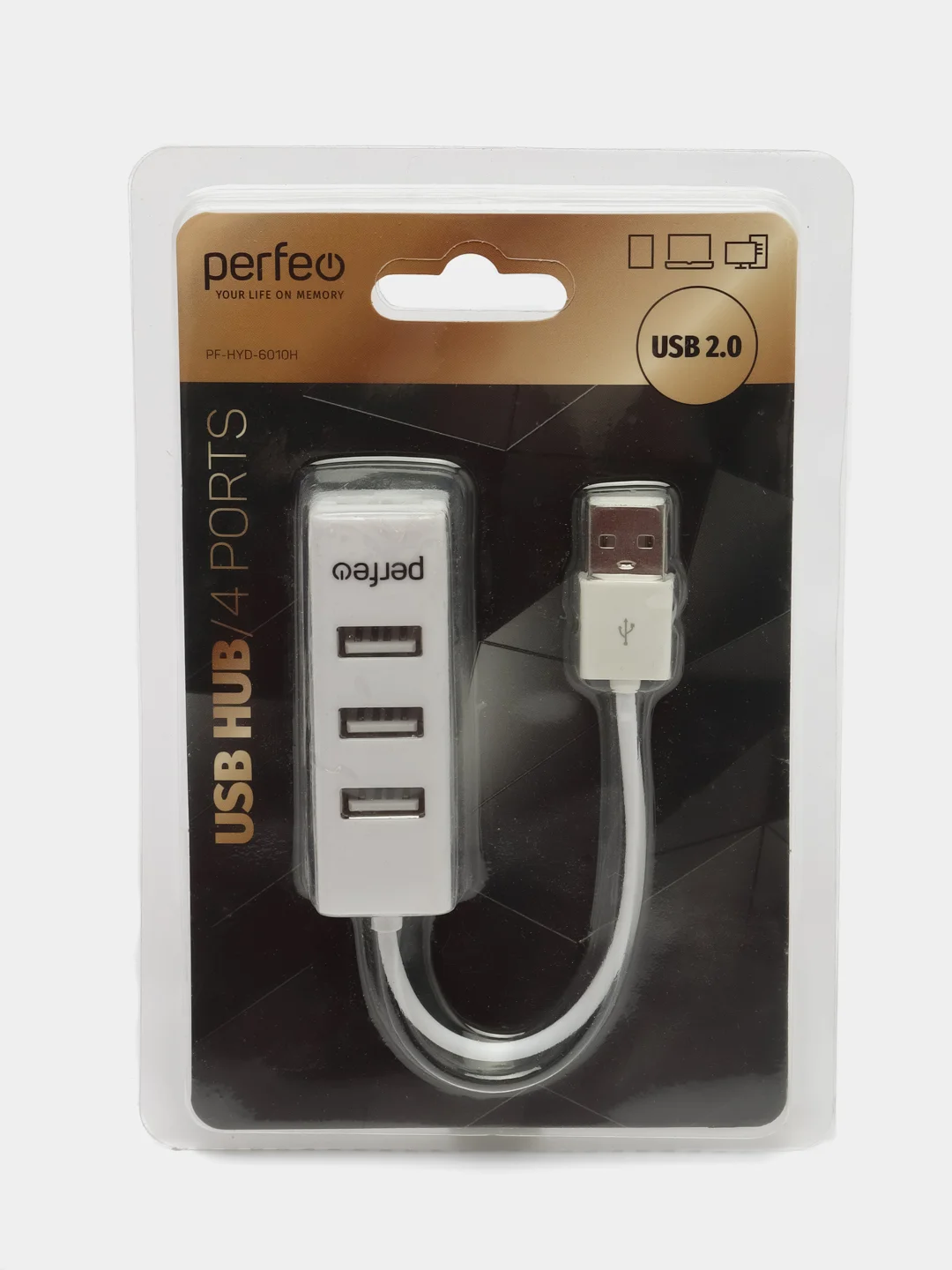 Белый usb-хаб 4-порт PERFEO (PF-HYD-6010H) (4хUSB 2.0)