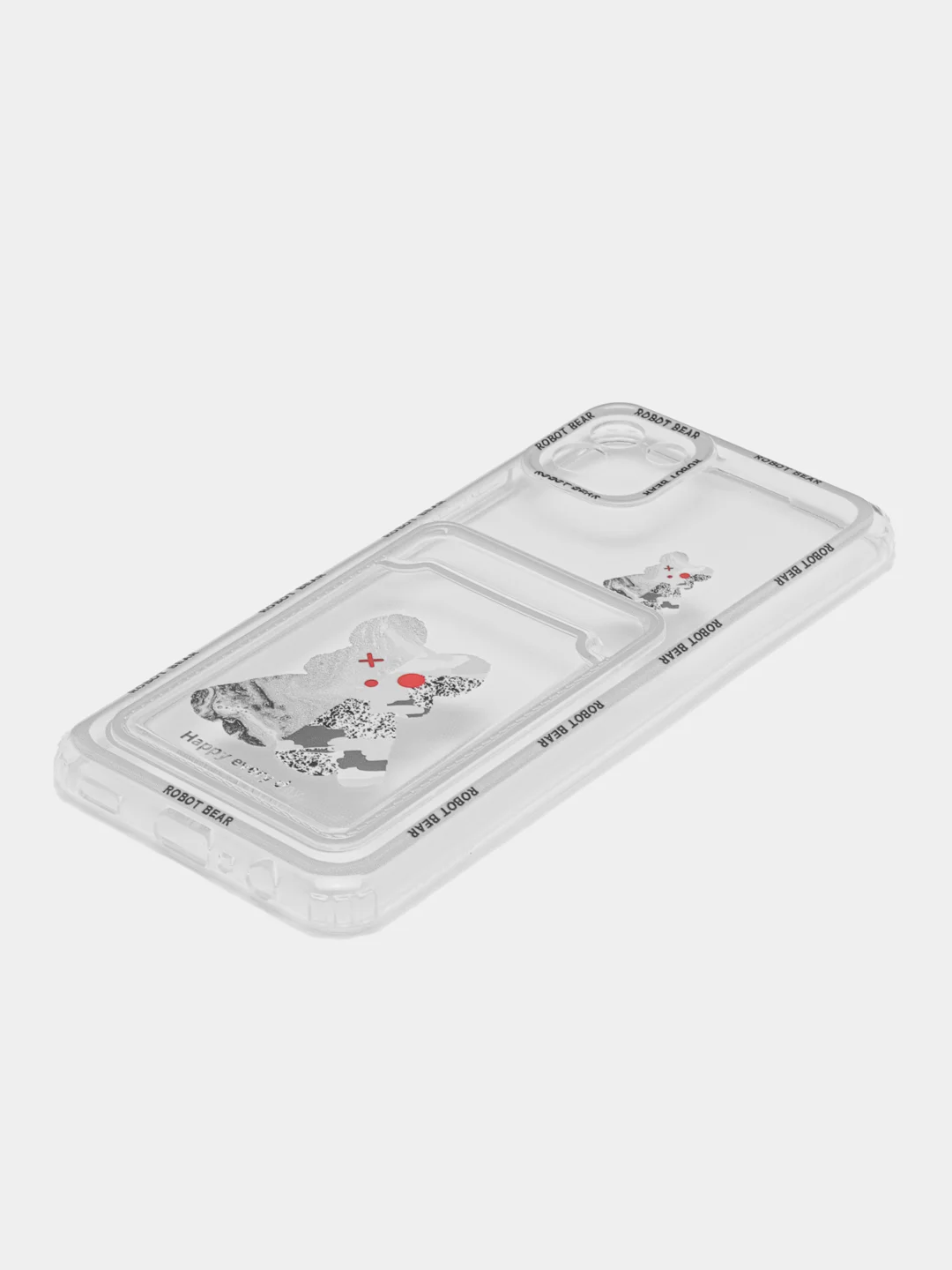 Голубой чехол Samsung Galaxy A03 (Самсунг Галакси А03) прозрачный с карманом для карты, с рисунком