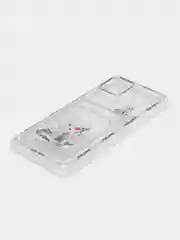 Голубой чехол Samsung Galaxy A03 (Самсунг Галакси А03) прозрачный с карманом для карты, с рисунком
