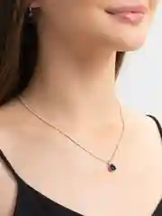 Розовый комплект: серьги и цепочка, с камнем