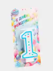 Голубой свеча для торта "Горошек", цифры 1, 2, 3