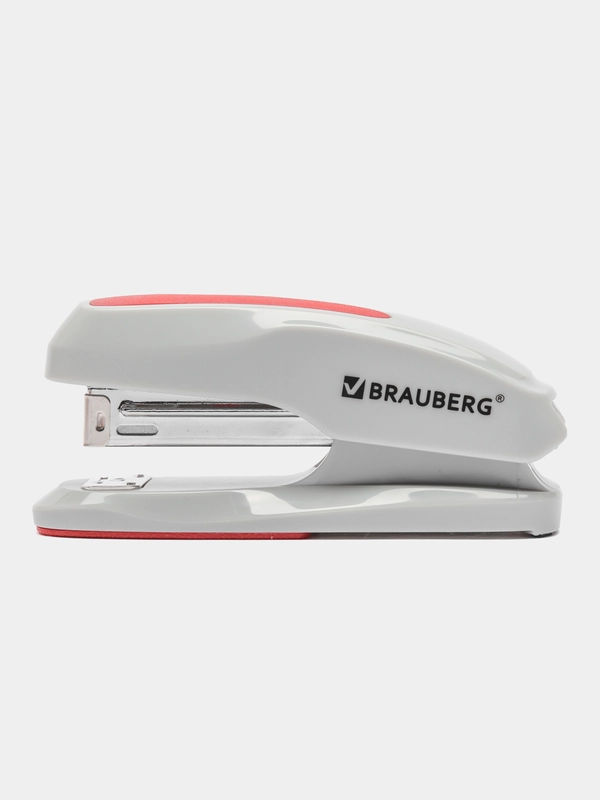 Степлер №24/6, 26/6 BRAUBERG "Extra", до 30 листов, серо-красный, 229088