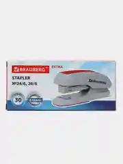 Степлер №24/6, 26/6 BRAUBERG "Extra", до 30 листов, серо-красный, 229088