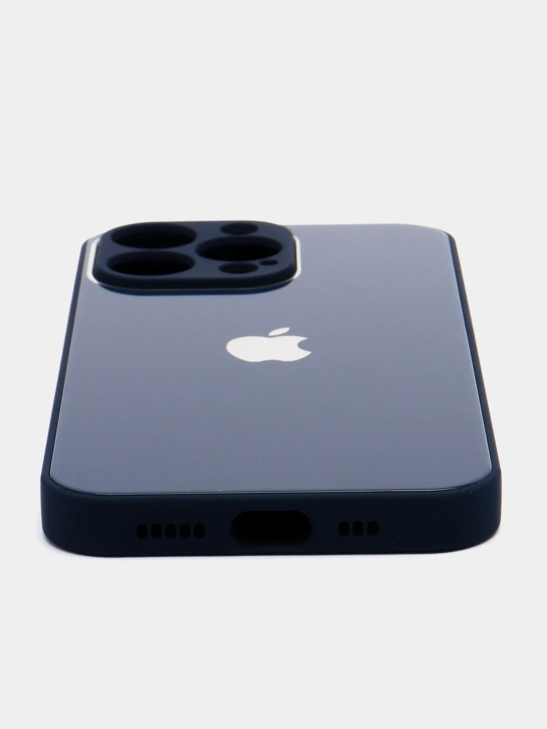 Темно-синий силиконовый чехол на iPhone 13, 13 Pro, 13 Pro Max, со стеклянной панелью