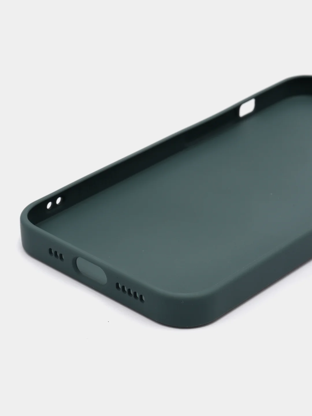 Тёмно-зелёный силиконовый чехол на iPhone 13, 13 Pro, 13 Pro Max, со стеклянной панелью