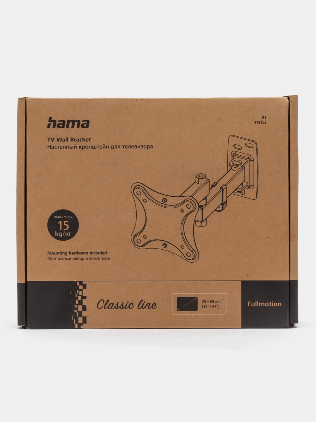 Кронштейн для телевизора Hama R1 118152, настенный поворотный, 10"-27"