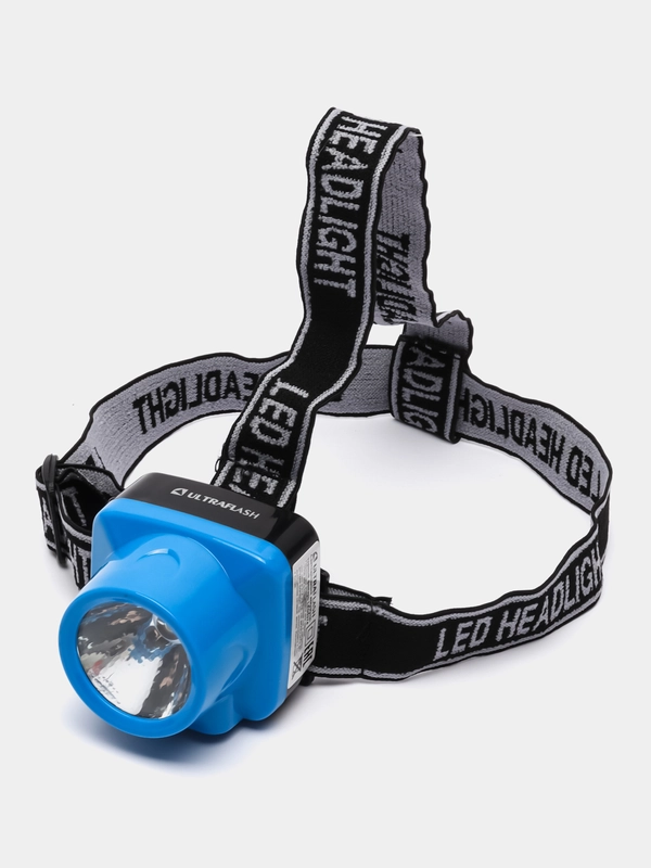 Фонарь налобный Ultraflash, 1 светодиод, 0.5 W, синий пластик, 220V