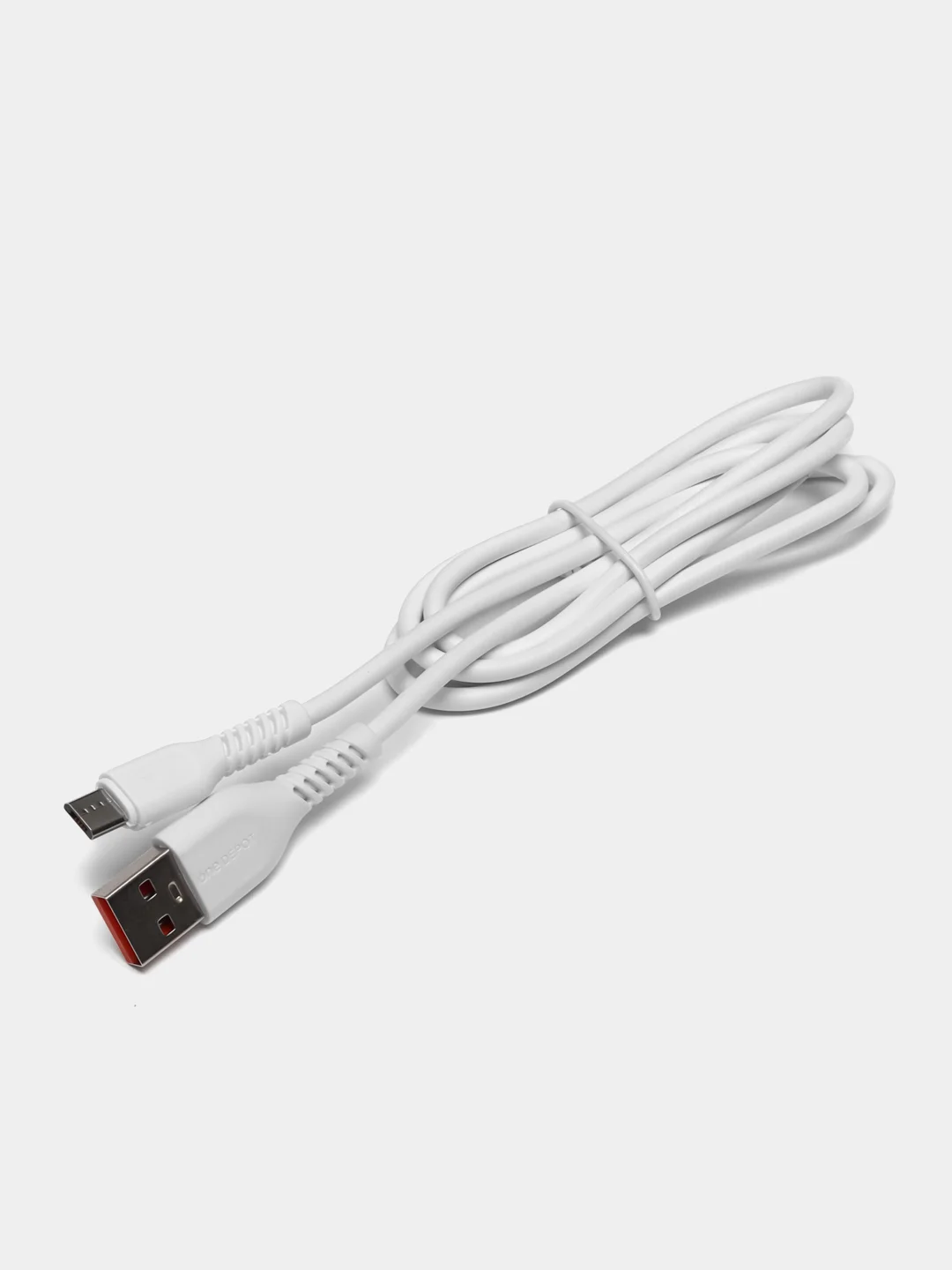 Белый кабель ONE DEPOT S08WM, microUSB - USB, 2.4 А, 1 метр, белый