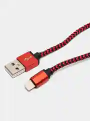 Красный кабель LuazON, Lightning - USB, 1 А, 1 м, оплётка нейлон, красный