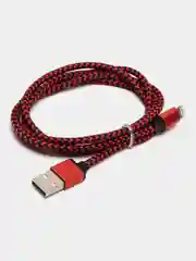 Красный кабель LuazON, Lightning - USB, 1 А, 1 м, оплётка нейлон, красный