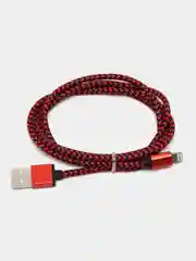 Красный кабель LuazON, Lightning - USB, 1 А, 1 м, оплётка нейлон, красный