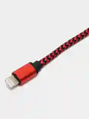 Красный кабель LuazON, Lightning - USB, 1 А, 1 м, оплётка нейлон, красный