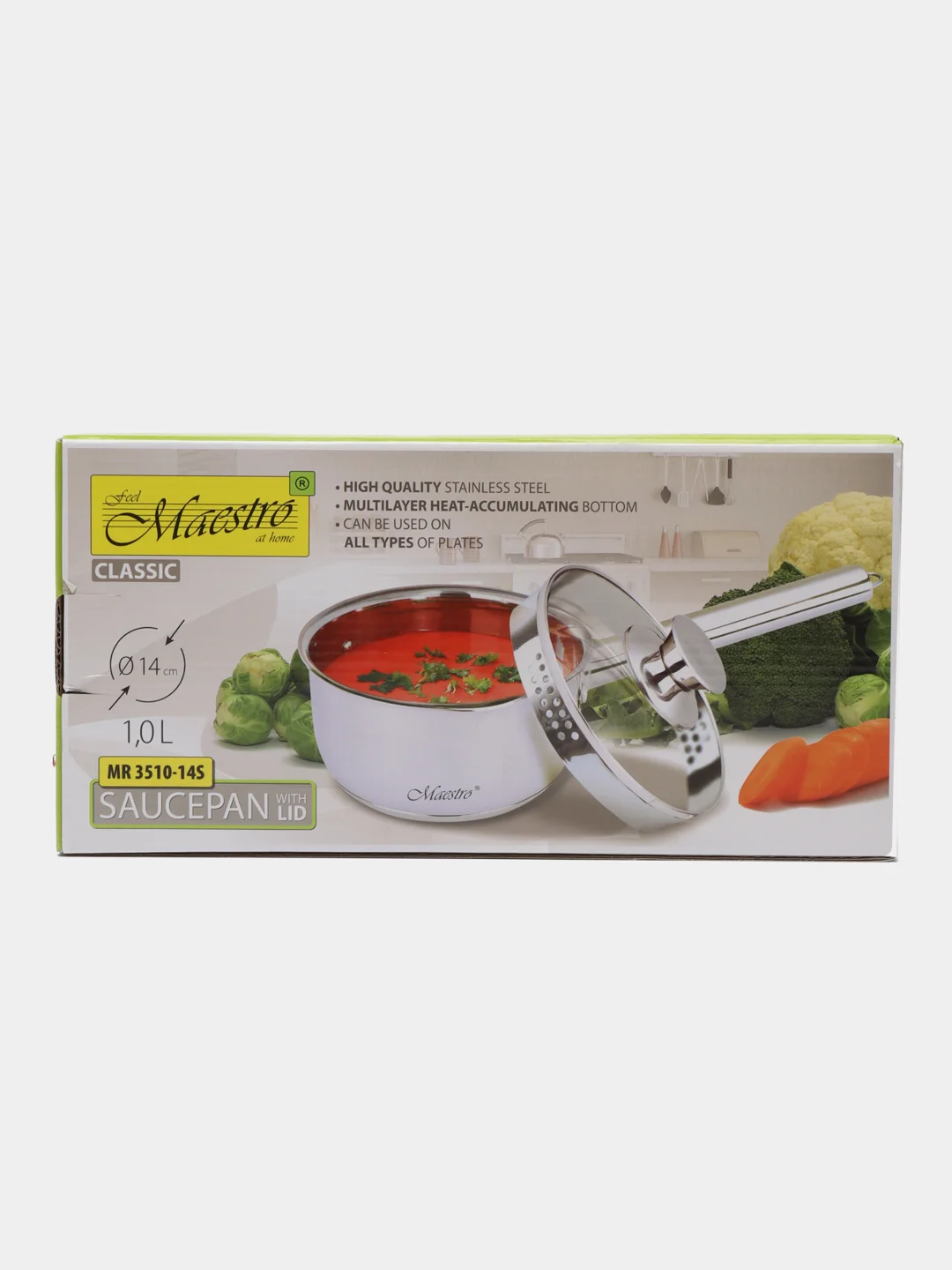 Ковш Maestro MR-3510-14S, с крышкой, 1 л, 14 см