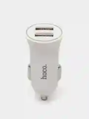 Белый автомобильное зарядное устройство HOCO UC204, 2 x USB, до 2.4A