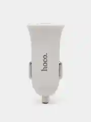 Белый автомобильное зарядное устройство HOCO UC204, 2 x USB, до 2.4A