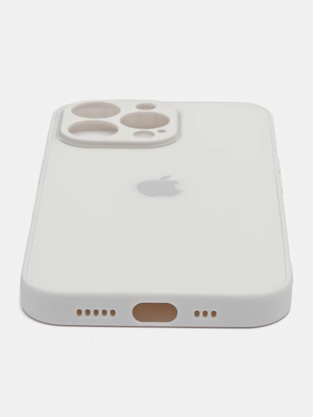 Белый силиконовый чехол на iPhone 13, 13 Pro, 13 Pro Max, со стеклянной панелью