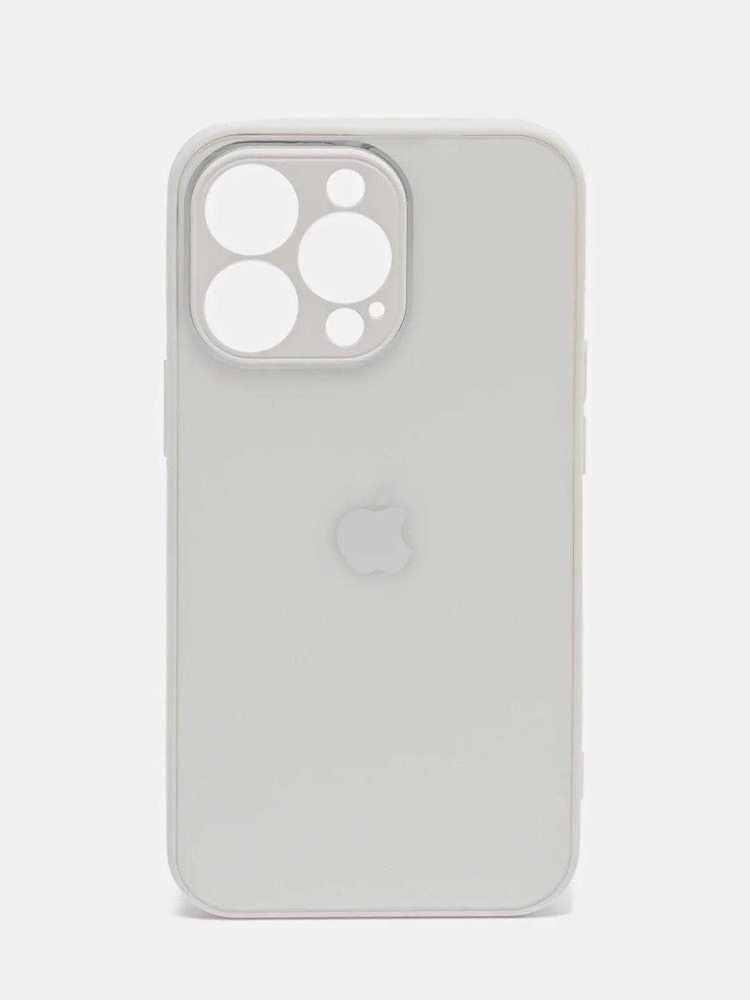 Белый силиконовый чехол на iPhone 13, 13 Pro, 13 Pro Max, со стеклянной панелью
