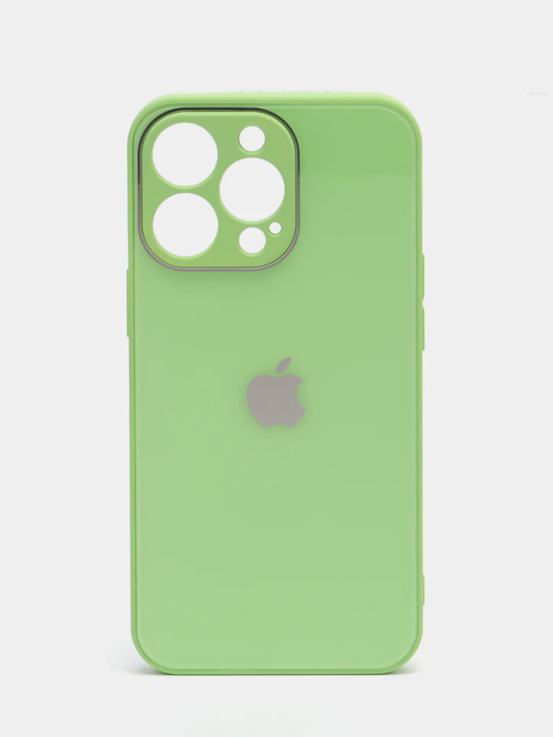 Салатовый силиконовый чехол на iPhone 13, 13 Pro, 13 Pro Max, со стеклянной панелью