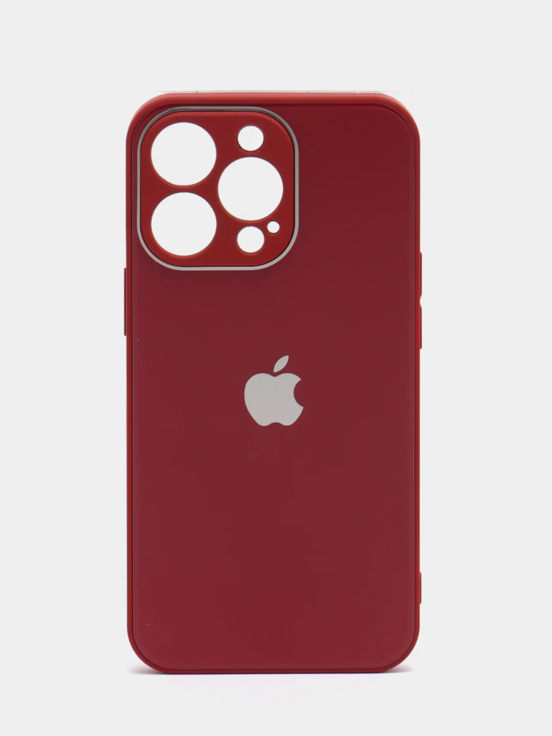 Багровый силиконовый чехол на iPhone 13, 13 Pro, 13 Pro Max, со стеклянной панелью