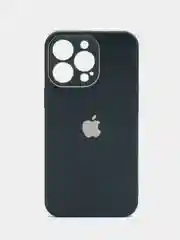 Тёмно-зелёный силиконовый чехол на iPhone 13, 13 Pro, 13 Pro Max, со стеклянной панелью