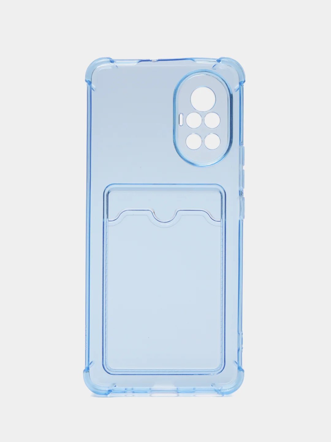 Голубой чехол противоударный Huawei Nova 8 (Хуавей Нова 8), прозрачный, с карманом для карты