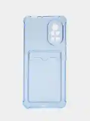 Голубой чехол противоударный Huawei Nova 8 (Хуавей Нова 8), прозрачный, с карманом для карты