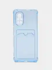 Голубой чехол противоударный Huawei Nova 8 (Хуавей Нова 8), прозрачный, с карманом для карты