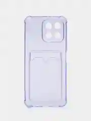Лавандовый чехол для Honor X6, Honor X8 5G / Хонор Х6, Х8 5Г прозрачный, с карманом для карты