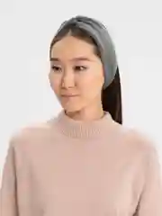 Серый повязка на голову, утепленная, двухслойная, вязаная